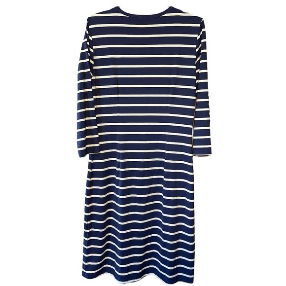 J. Mclaughlin Woman's Navy & White Striped Classic Midi Dress Size Medium - Picture 6 of 6